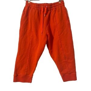 AZ FACTORY Organic Cotton Blend Cropped French Terry Track Pants in Orange Sz S